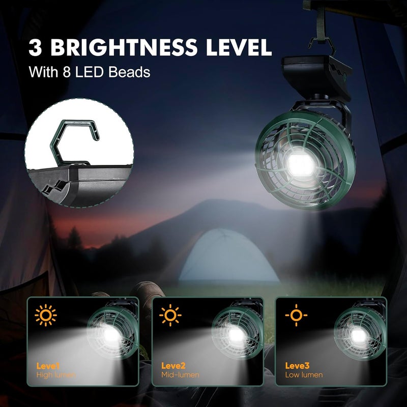 Durapower Clip-on Camping Fan with LED Lantern, Magnetic Base & Hanging Hook – Ideal for Travel, Tent, RV, Picnic, Treadmill, Stroller, Golf Cart & Home - Image 3
